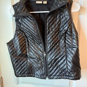 Black Quilted Leather Vest